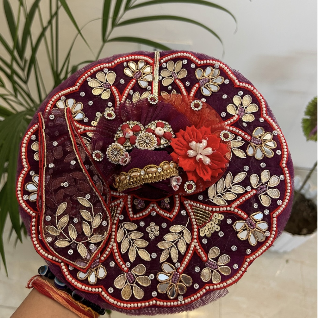 Heavy Gota Pati Work Laddu Gopal Poshak with Pagri