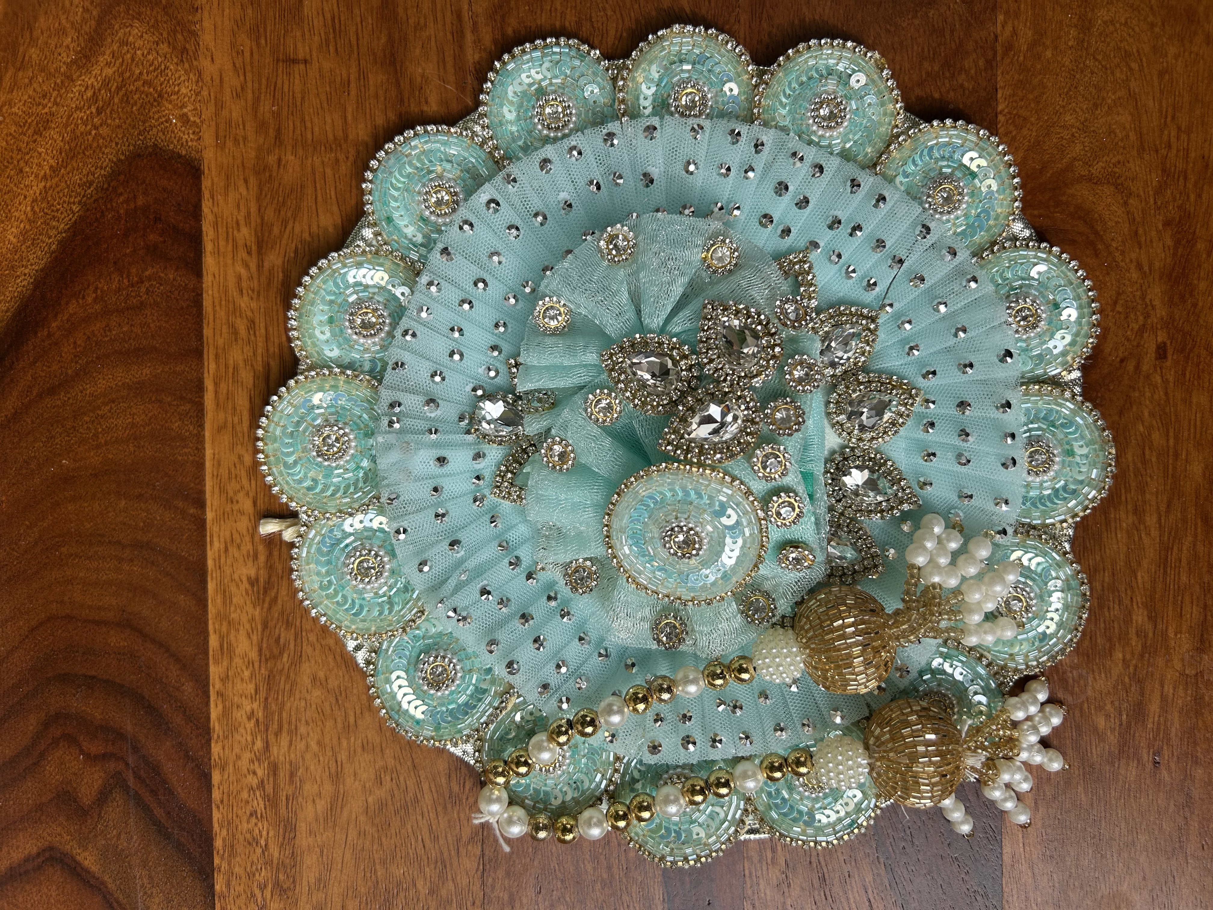 Heavy Light Blue Laddu Gopak Poshak with Pagri