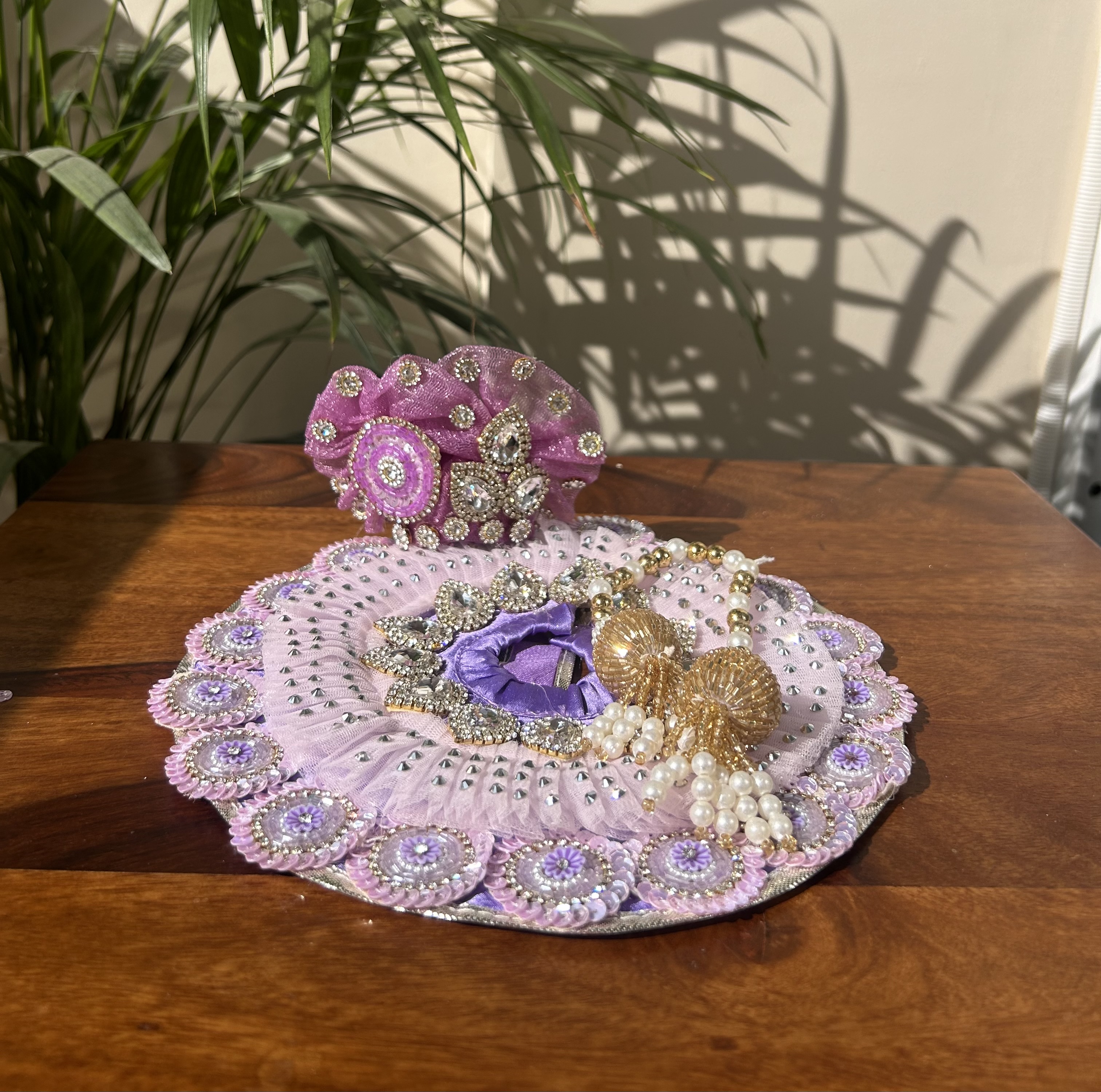 Heavy Light Purple Laddu Gopal Poshak with Pagri