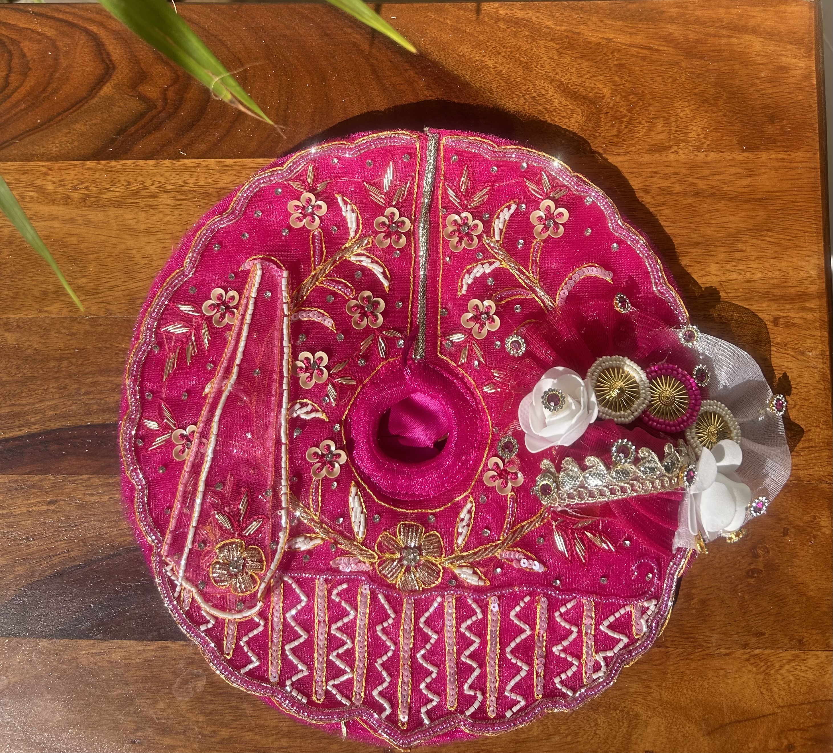 Pink Heavy Laddu Gopal Poshak with Pagri