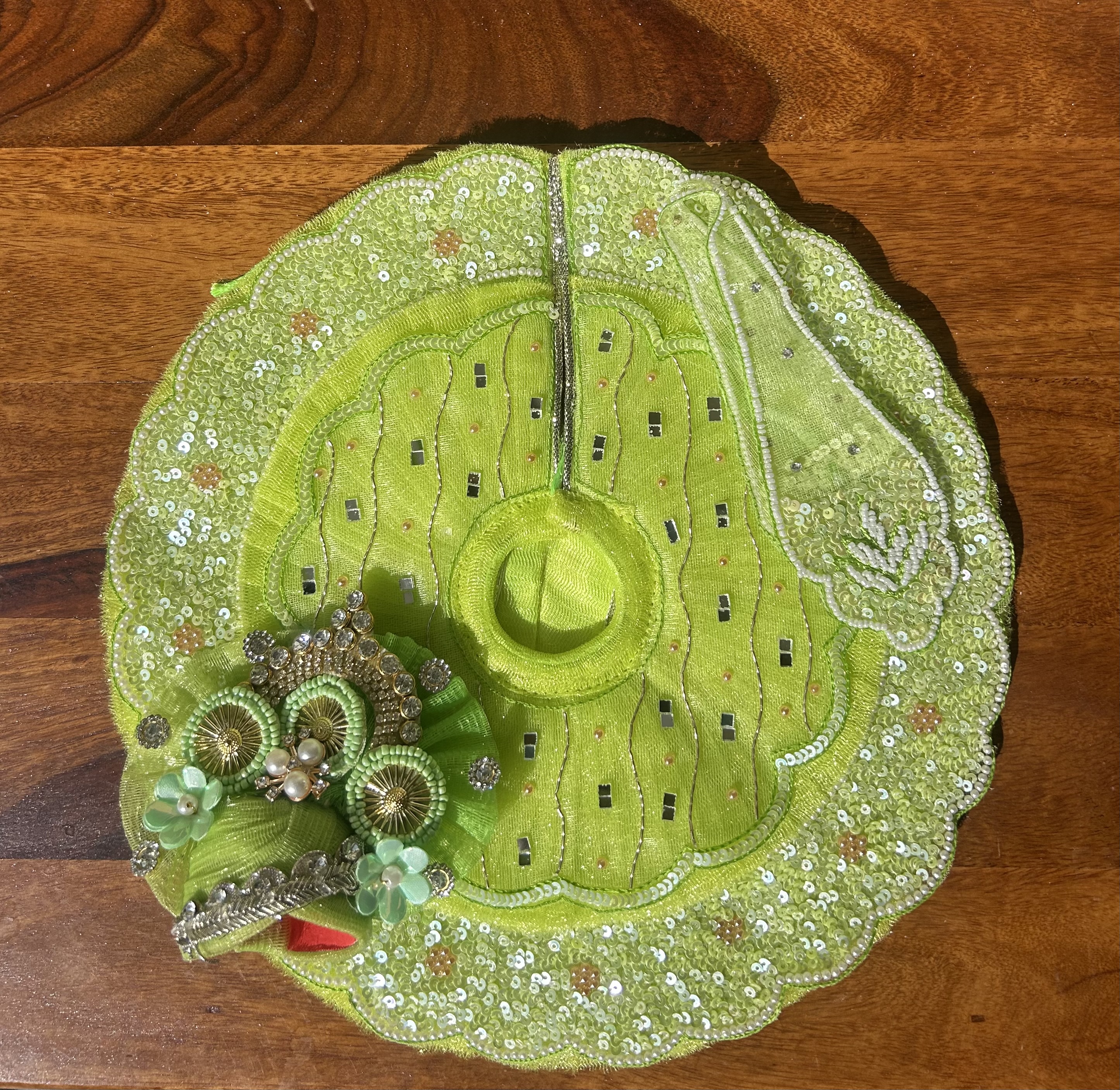 Green Heavy Laddu Gopal Poshak with Pagri