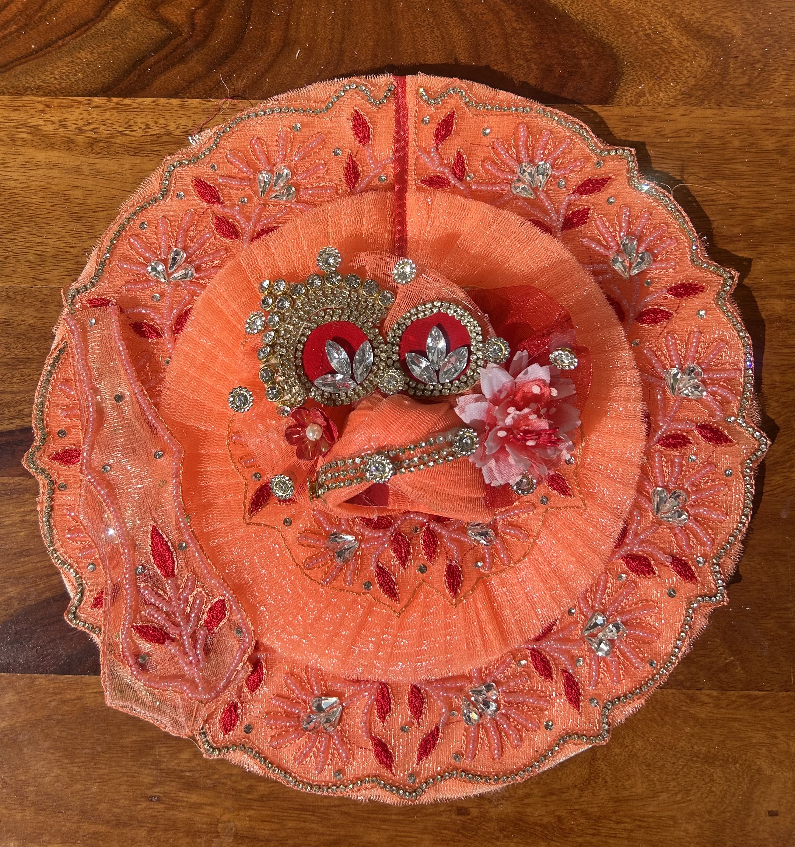 Orange Laddu Gopal Poshak with Pagri