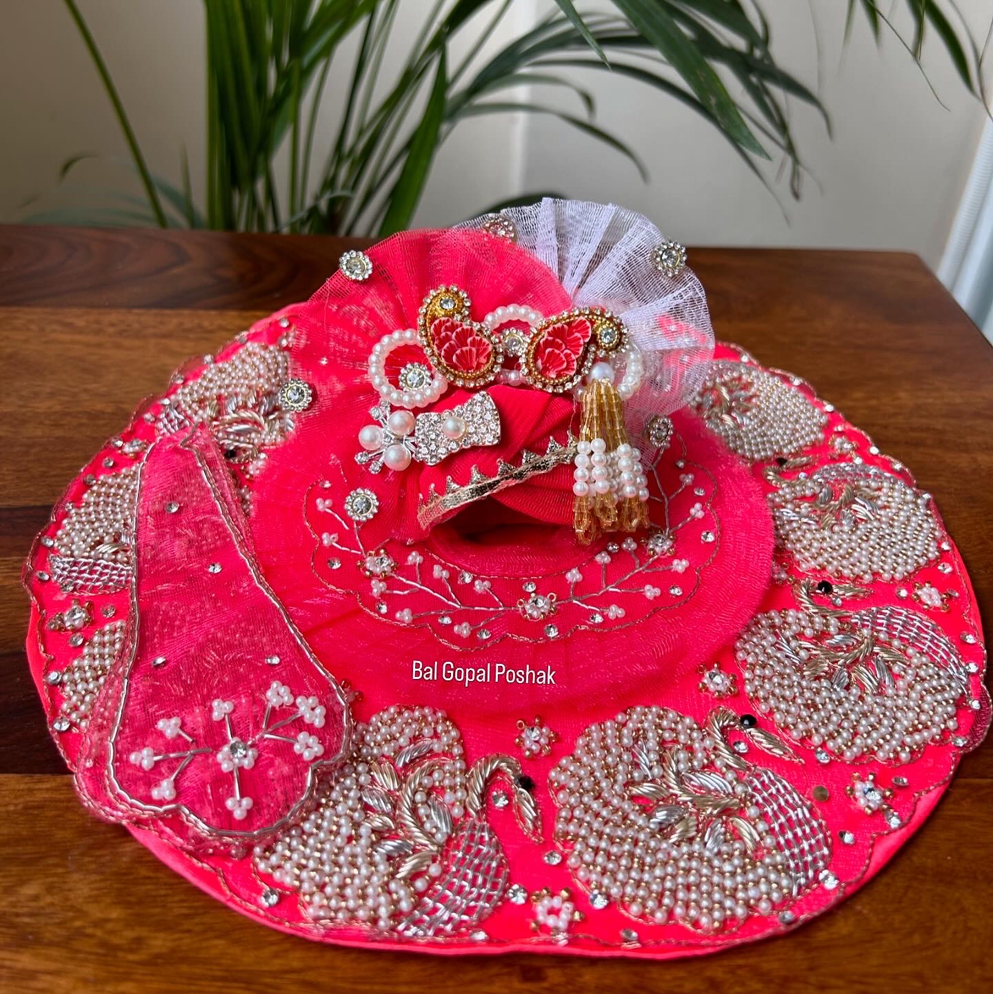 Peacock Embroidered Laddu Gopal Poshak