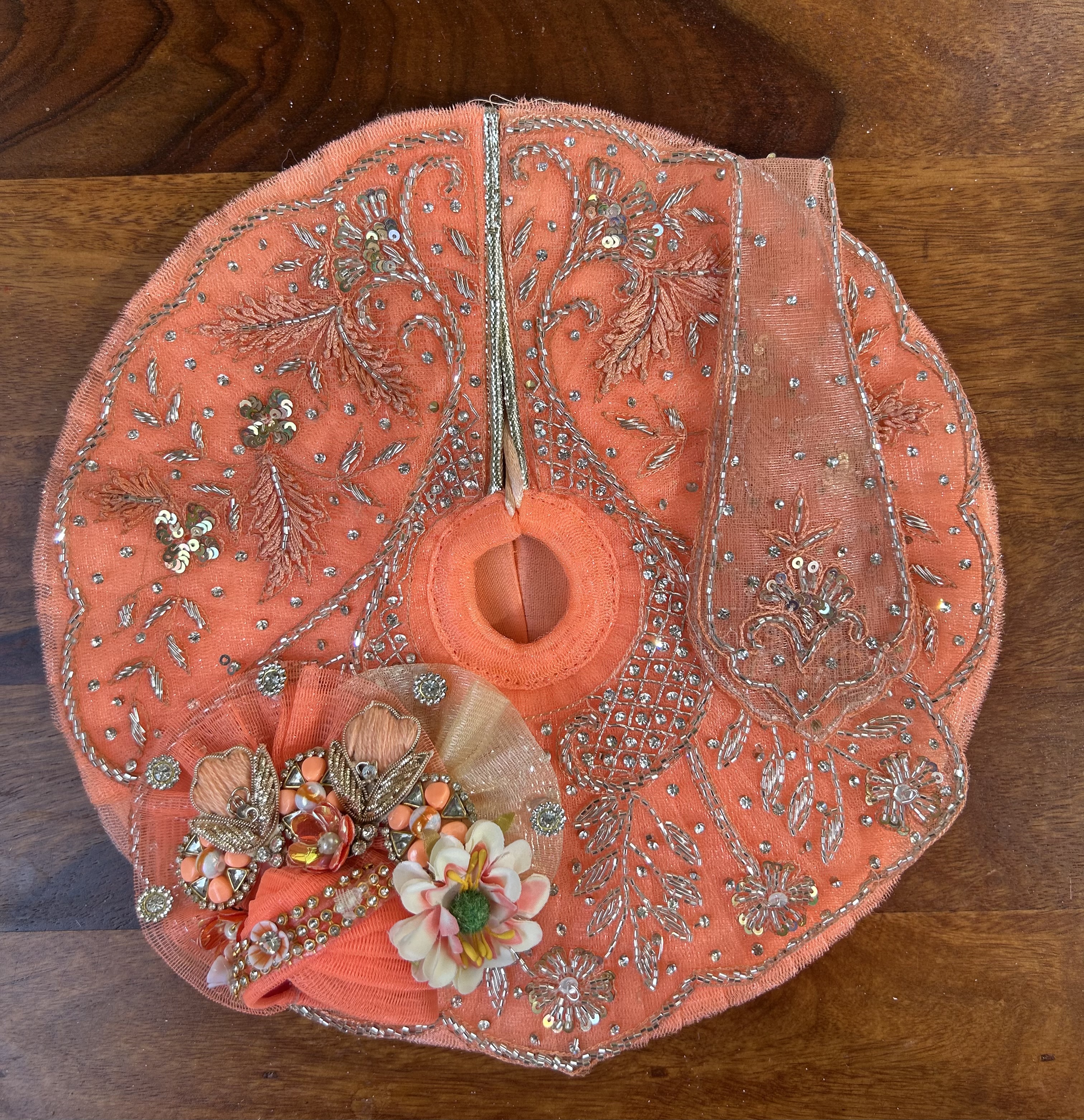 Orange Laddu Gopal Poshak with Pagri