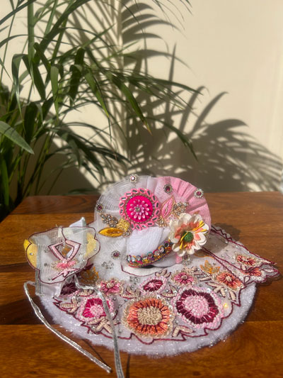 White Heavy Laddu Gopal Poshak with Pagri