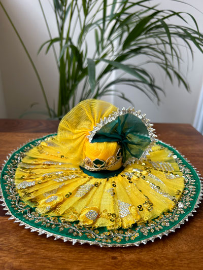 Yellow and Green Laddu Gopal Poshak with Pagri